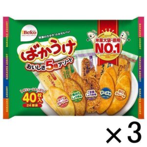 Befco Bakauke Senbei Rice Crackers 5 Flavors Assortment (Pack of 3 Bags)