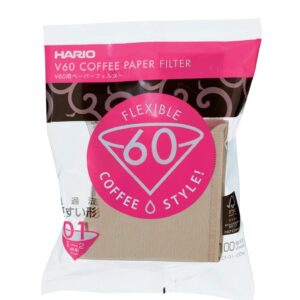 Hario V60 Coffee Filter Paper Size 01 Natural Brown VCF-01-100M