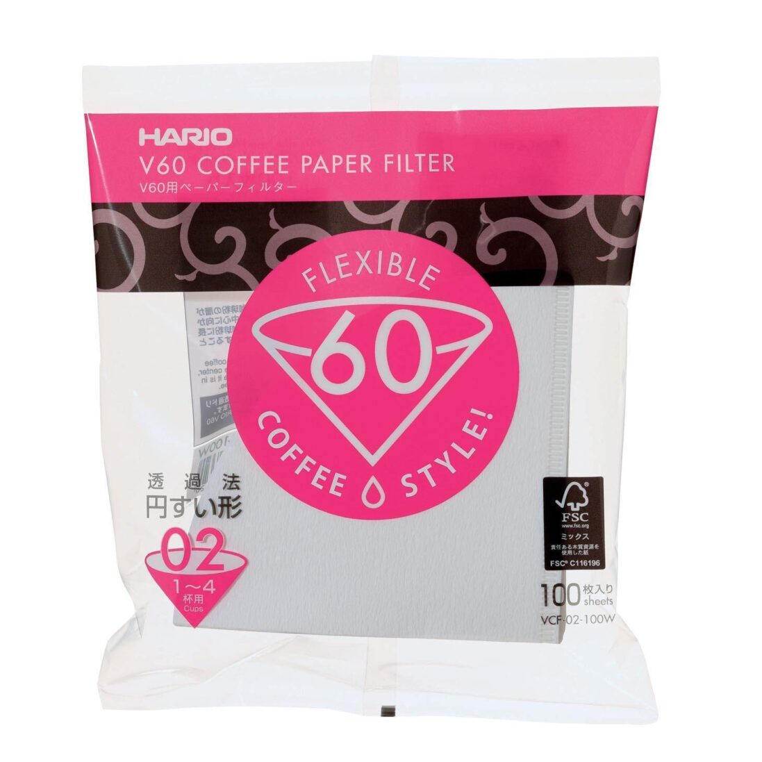 Hario V60 Coffee Filter Paper Size 02 White VCF-02-100W