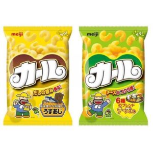 Meiji Karl Corn Puff Snack Cheese & Light Salt Flavors (Pack of 2 Bags)