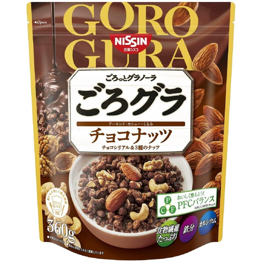 Nissin Gorogura Japanese Granola Cereal Chocolate Nuts 360g