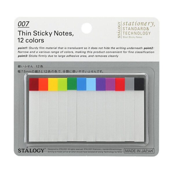 Nitto Stalogy Thin Sticky Notes 12 Colors S3010