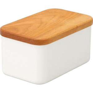 Noda Horo Enamel Butter Dish with Wooden Lid 450g