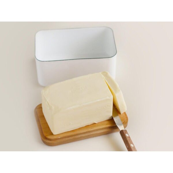 Noda Horo Enamel Butter Dish with Wooden Lid 450g