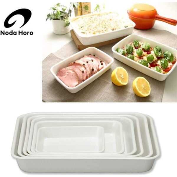 Noda Horo Japan White Enamel Tray Series