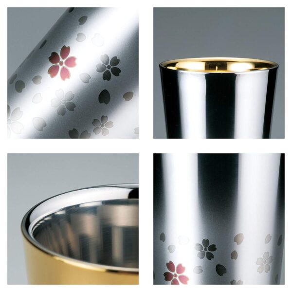 Wahei Freiz Double Wall Tumbler Sakura Pattern Gold SM-9705