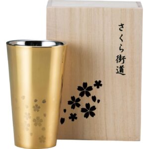 Wahei Freiz Double Wall Tumbler Sakura Pattern Gold SM-9705