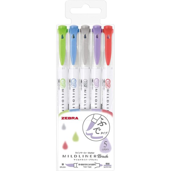 Zebra Mildliner Highlighter Markers Elegant Colors WFT8-5C-NC