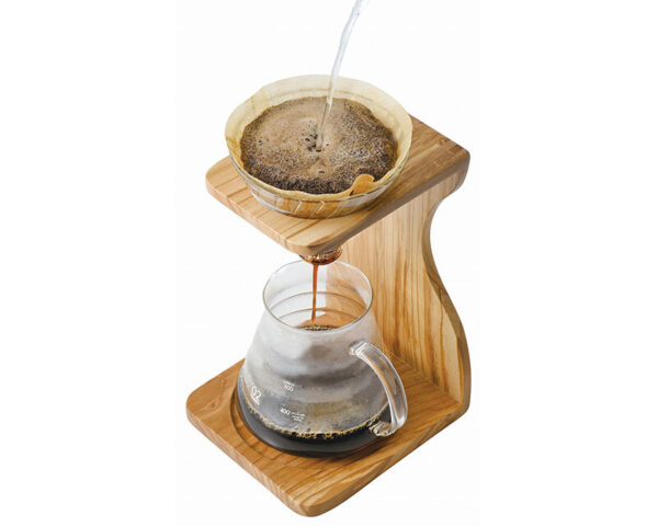 Hario V60 Pour Over Set Olive Wood – Ceramic Dripper with Glass Server