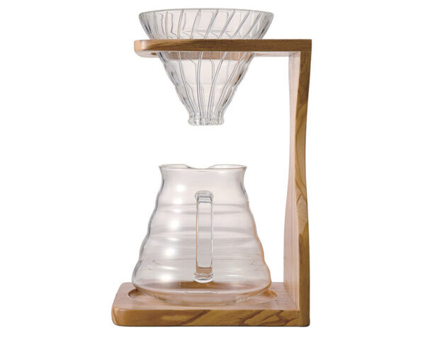 Hario V60 Pour Over Set Olive Wood – Ceramic Dripper with Glass Server