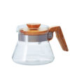 Hario Olive Wood Coffee Server 600ml – Heatproof Glass Carafe for Pour Over