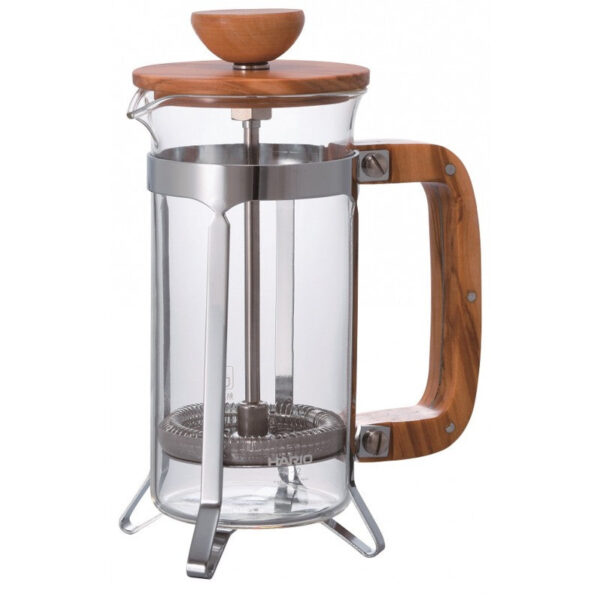 Hario French Press Coffee Maker 400ml – Olive Wood Handle and Glass Body