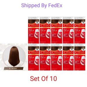 CIELO Hair Color EX Cream #5 Brown Permanent Dye Set Choose 3, 6, 10 Pack – X 10 SET