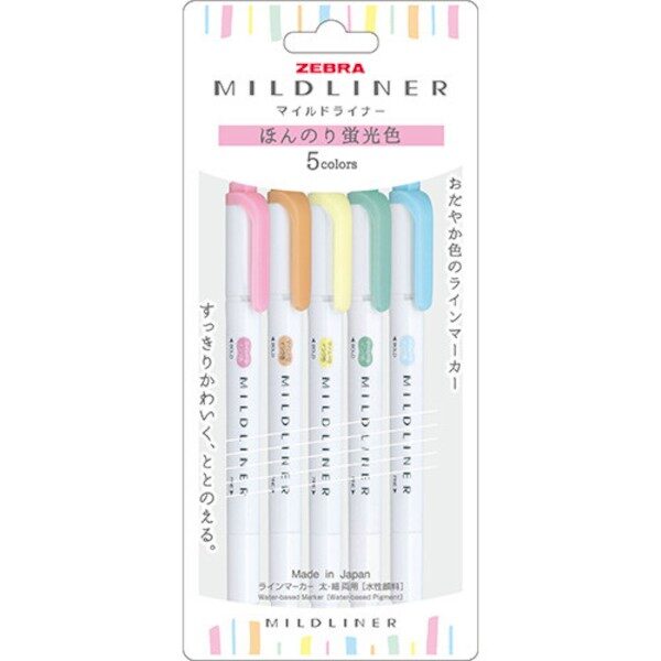 zebra-mildliner-5-colors-new-packaging-australia